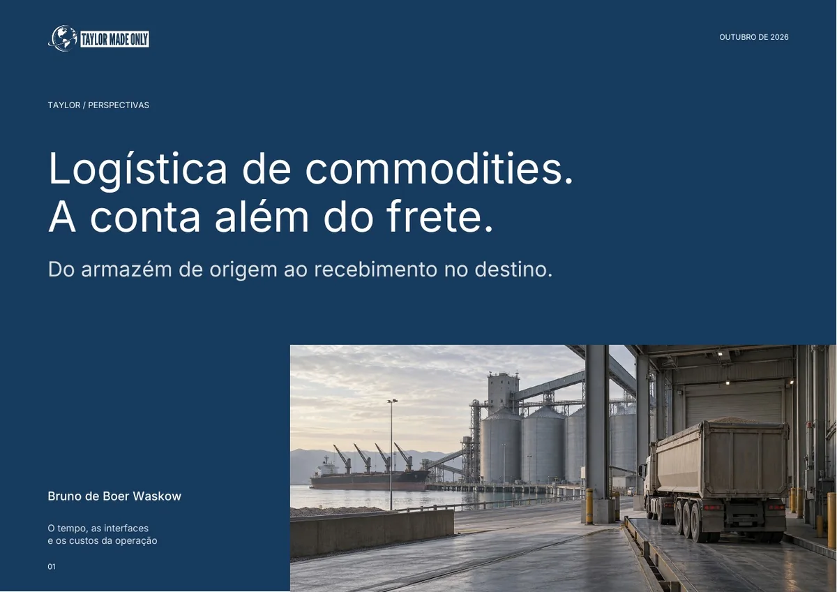 Capa do caderno Logística de commodities. A conta além do frete., de Bruno de Boer Waskow