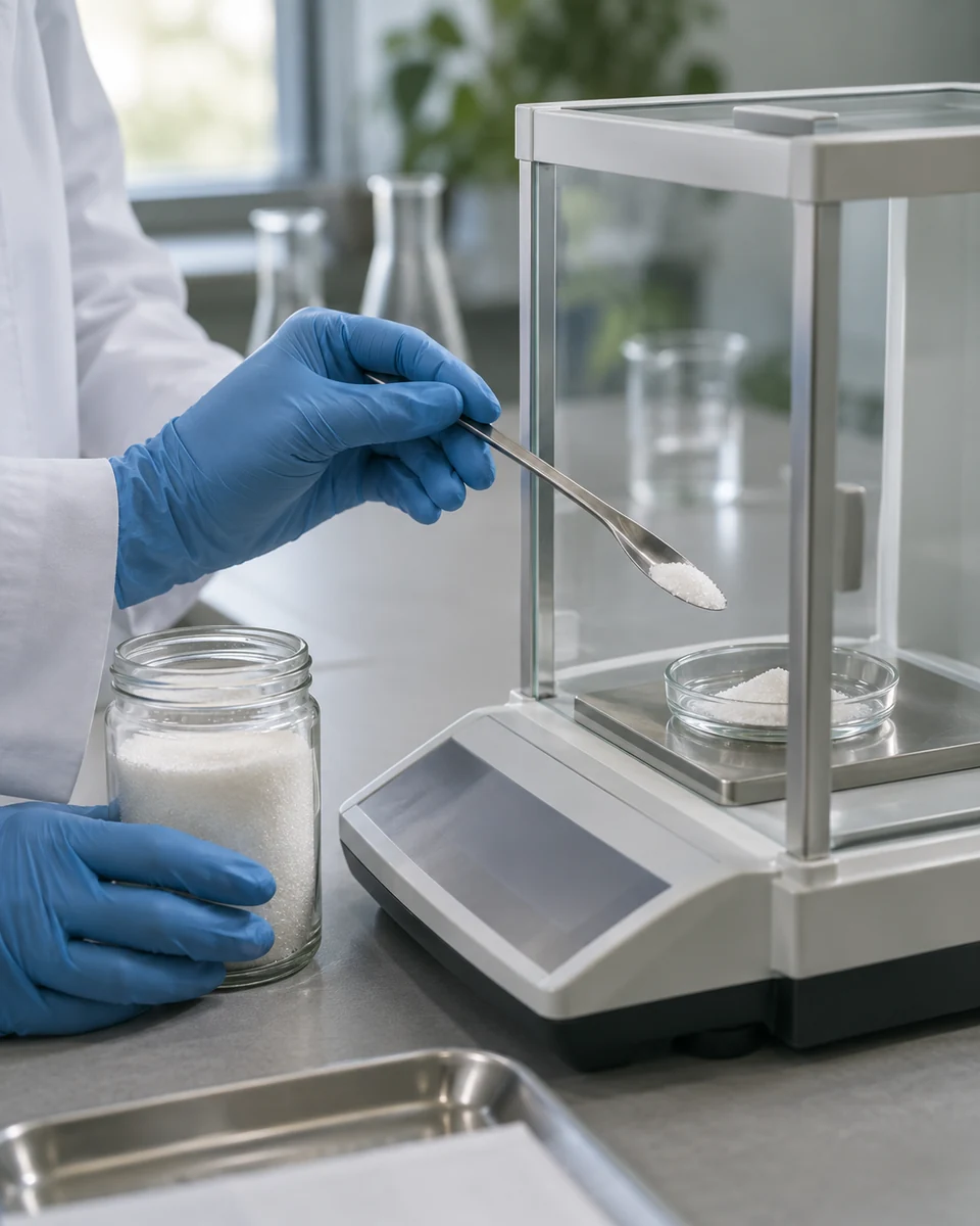 Análise de amostra de açúcar em laboratório — imagem ilustrativa